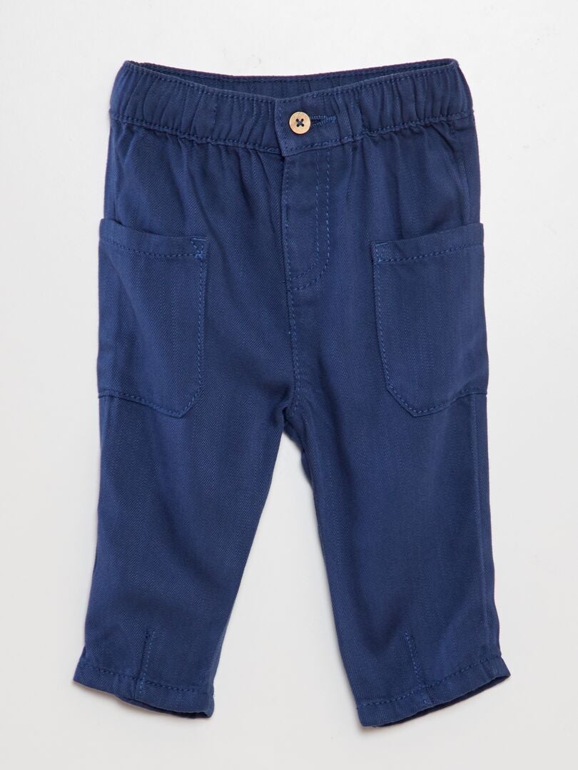 Calças leves com vários bolsos - AZUL