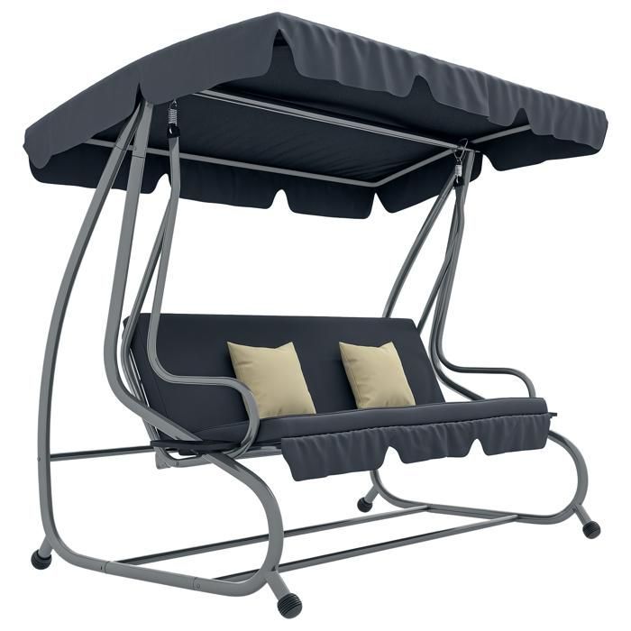 Outsunny - Balancelle de jardin - Métal - 200x120x164cm - Gris