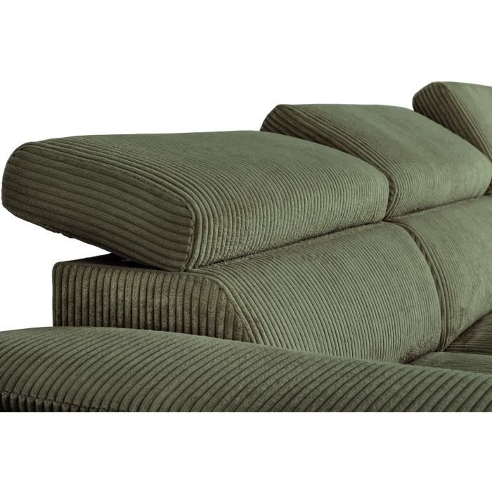 DAYTONA 5-6 seater panoramic corner sofa bed - Khaki corduroy - With storage - W 326 x H 94 x D 216 cm