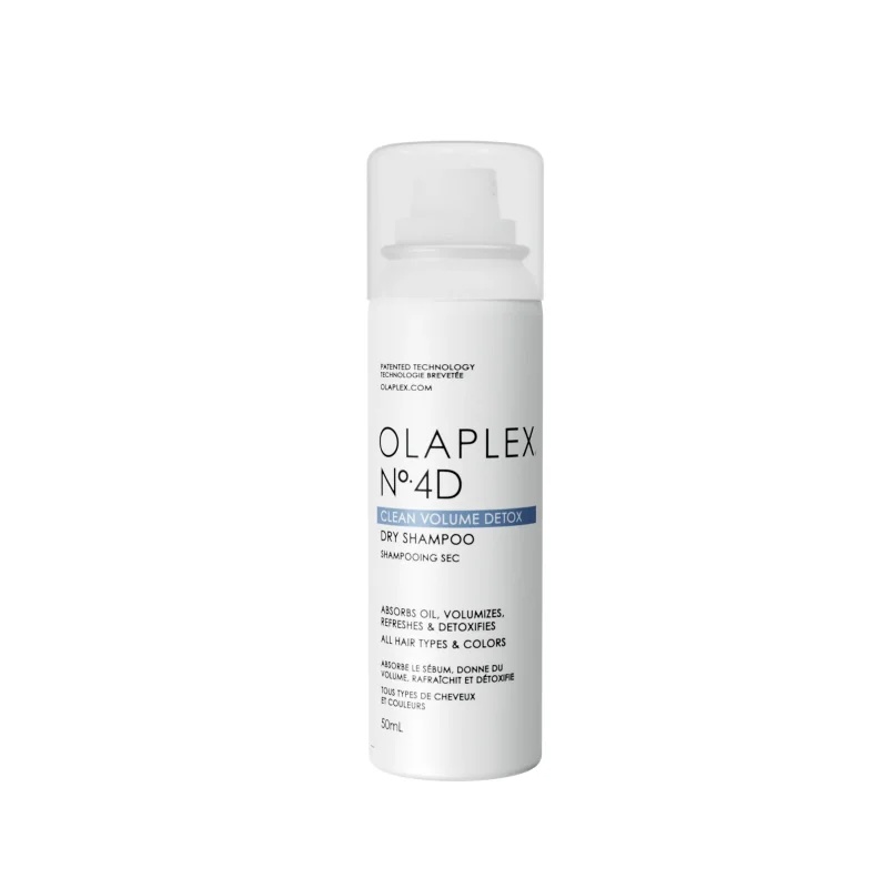 Le shampooing sec OLAPLEX No. 4D Mini Clean Volume Detox élimine l'excès de sébum.