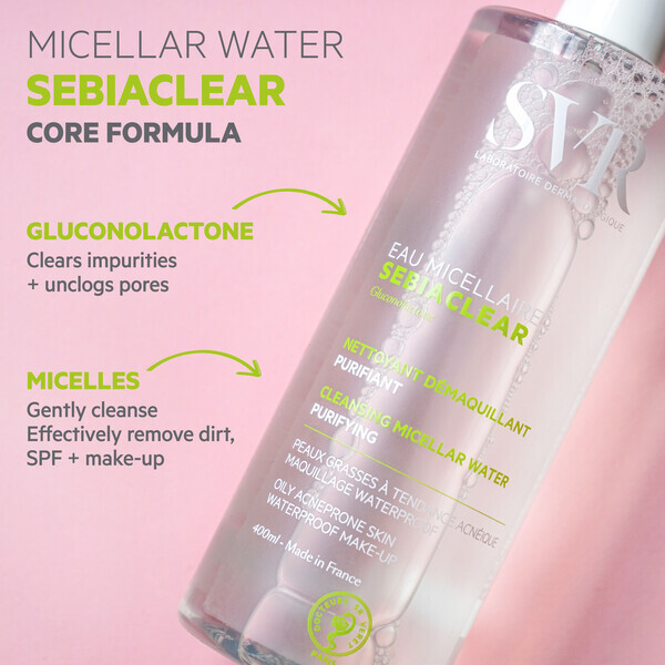 SVR SEBIACLEAR Apă Micelară de Curățare pentru Ten Gras 400ml
