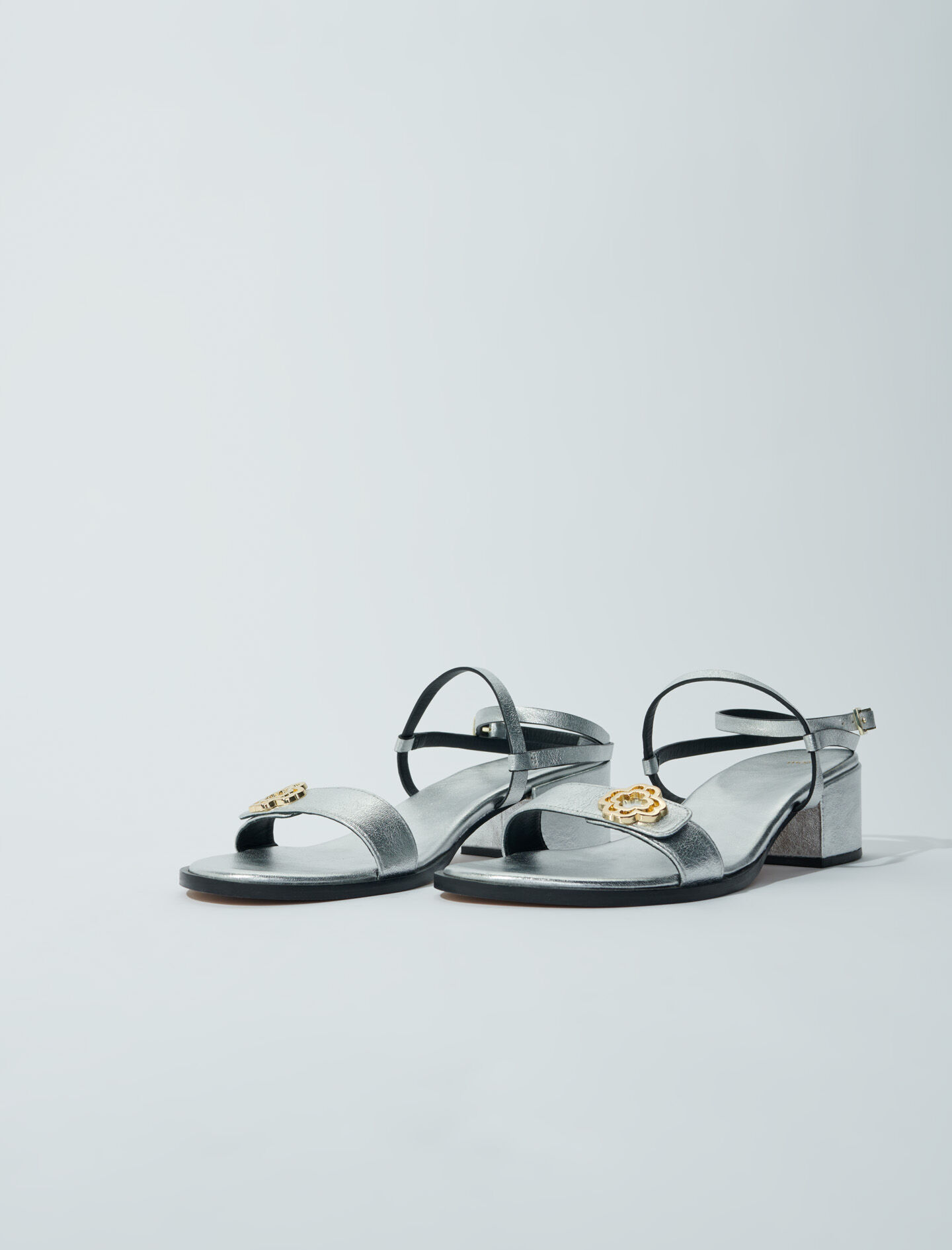 Leren sandalen met bandjes - Zilver