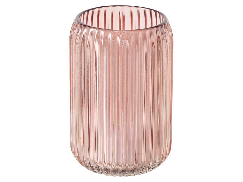 Świecznik szklany na tealight Hygge 12,5 cm różowy