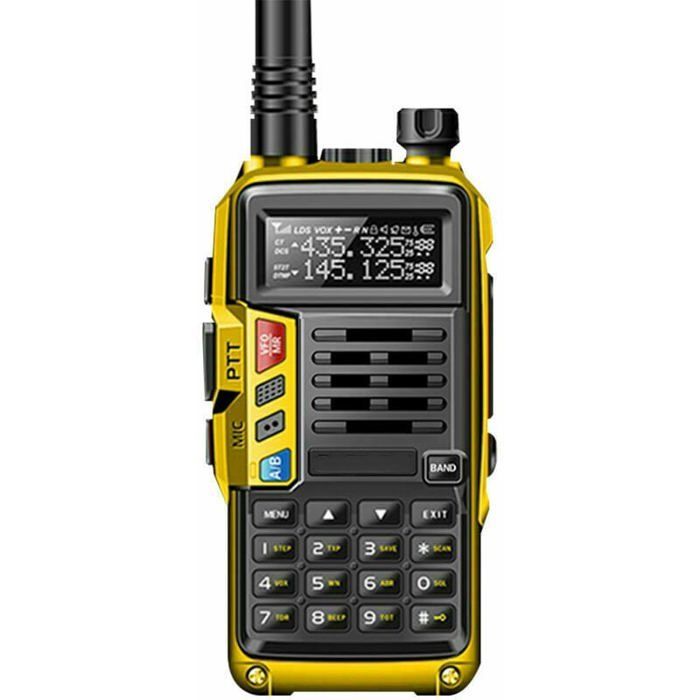 Radioaficionado portátil UV-S9 de doble banda, 10 W, 2 antenas, alcance de 10 km, función VOX, 128 canales - Amarillo. ROBOT EN MINIATURA.