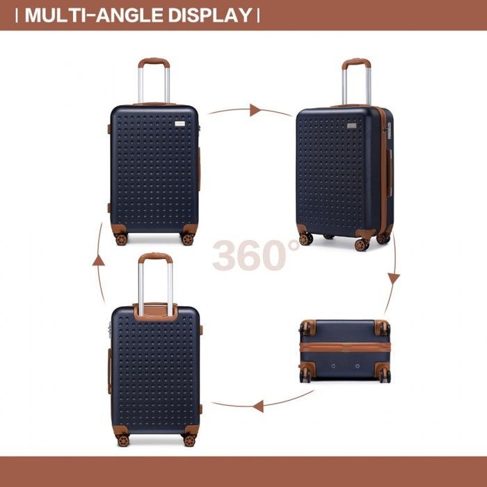 Juego de 5 maletas rígidas de ABS Kono (31/55/67/76 cm) con 4 ruedas y cerradura TSA + mochilas de viaje, azul marino
