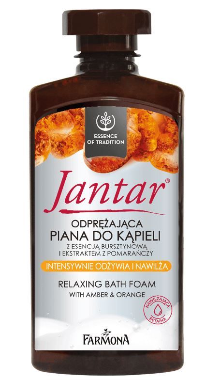 Jantar relaksējošas vannas putas ar dzintara esenci un apelsīnu ekstraktu Vannas želejas un ziepes