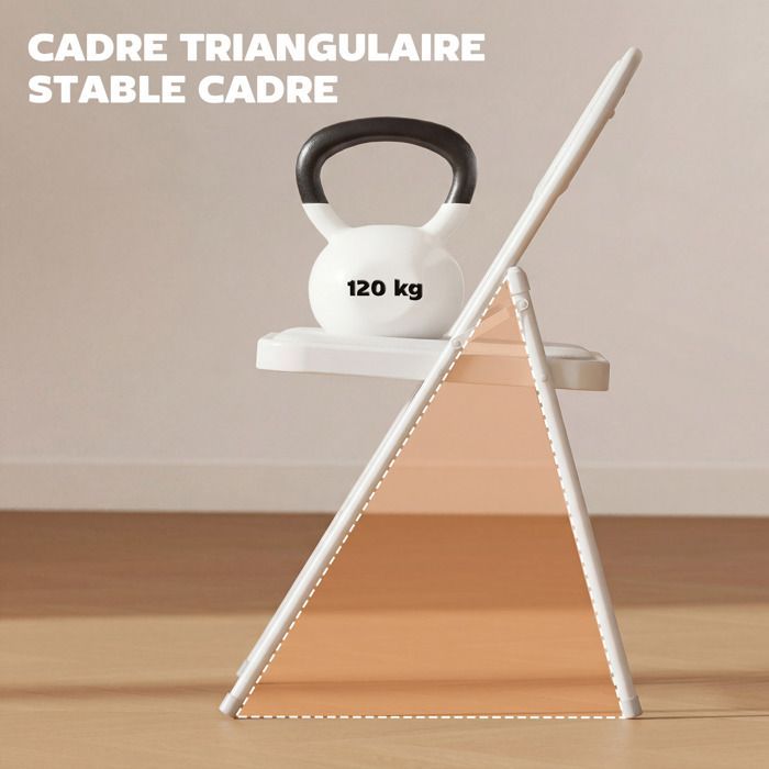Lot de 6 chaises - HOMCOM - pliantes portables - avec coussin en revêtement synthétique et cadre en acier - blanc