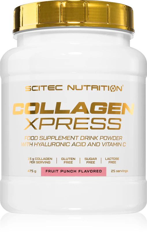 suplemento alimentar em pó Scitec Nutrition Collagen Xpress promove o bom funcionamento do organismo e a saúde dos cabelos e unhas.