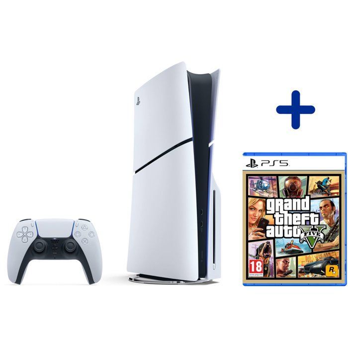 Pack PS5 Standard (avec lecteur CD) : Console PlayStation 5 (Modèle Slim) + GTA V