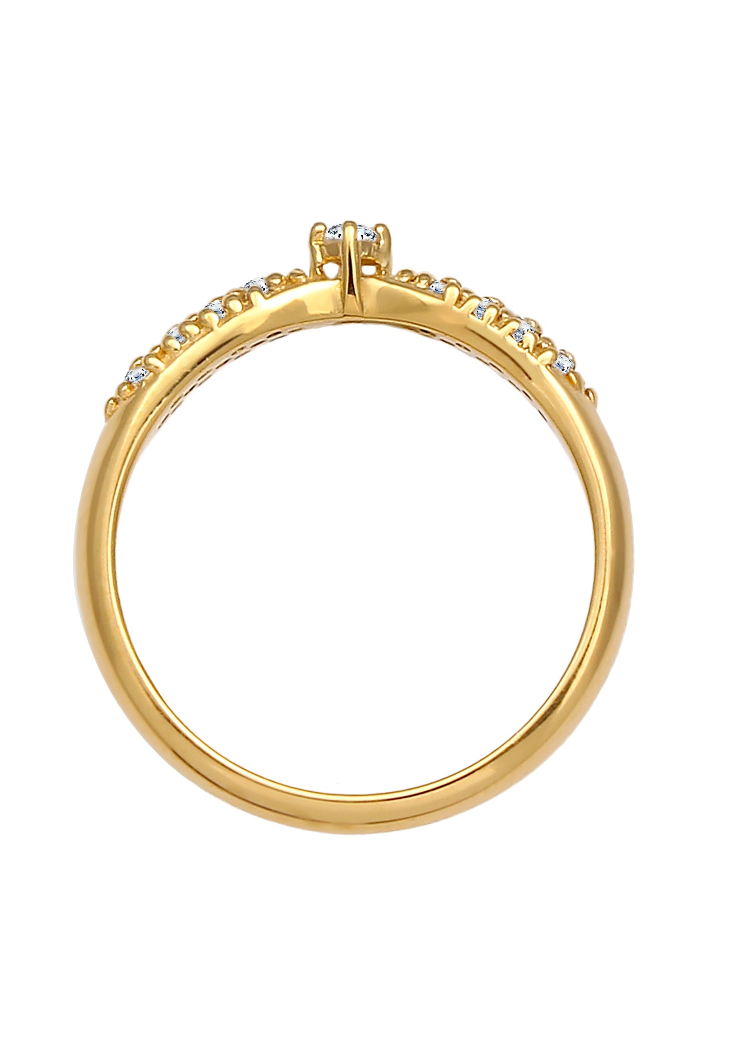 Elli DIAMONDS Les fiançailles des dames, glamour avec diamant (0.16 ct) en plaqué or en argent sterling 925