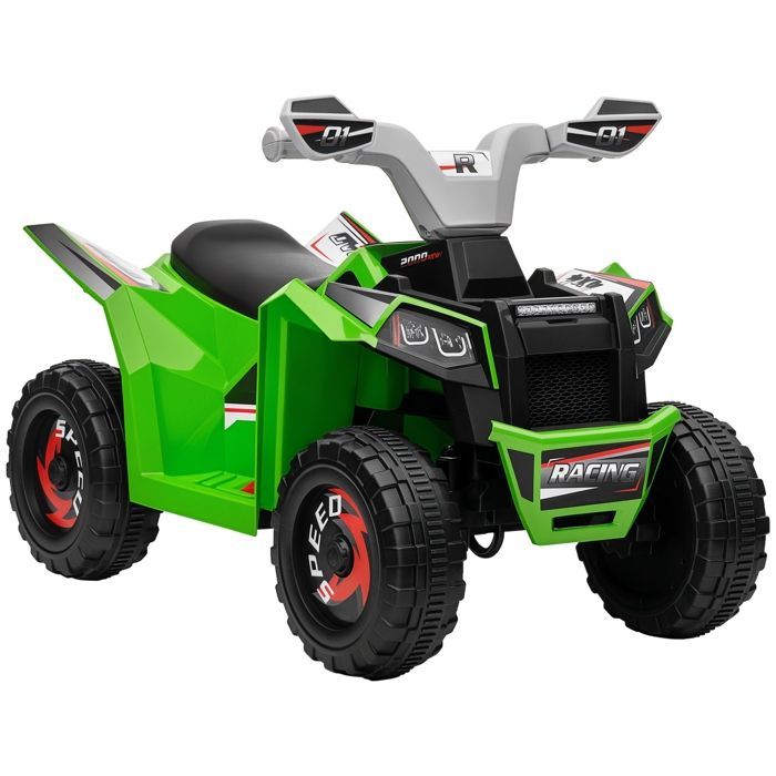 HOMCOM Elektrisches Quad für Kinder, 6-V-Batteriebetriebenes Fahrzeug mit Vorwärts- und Rückwärtsgang, 70 x 41,5 x 48,5 cm (L x B x H), Grün