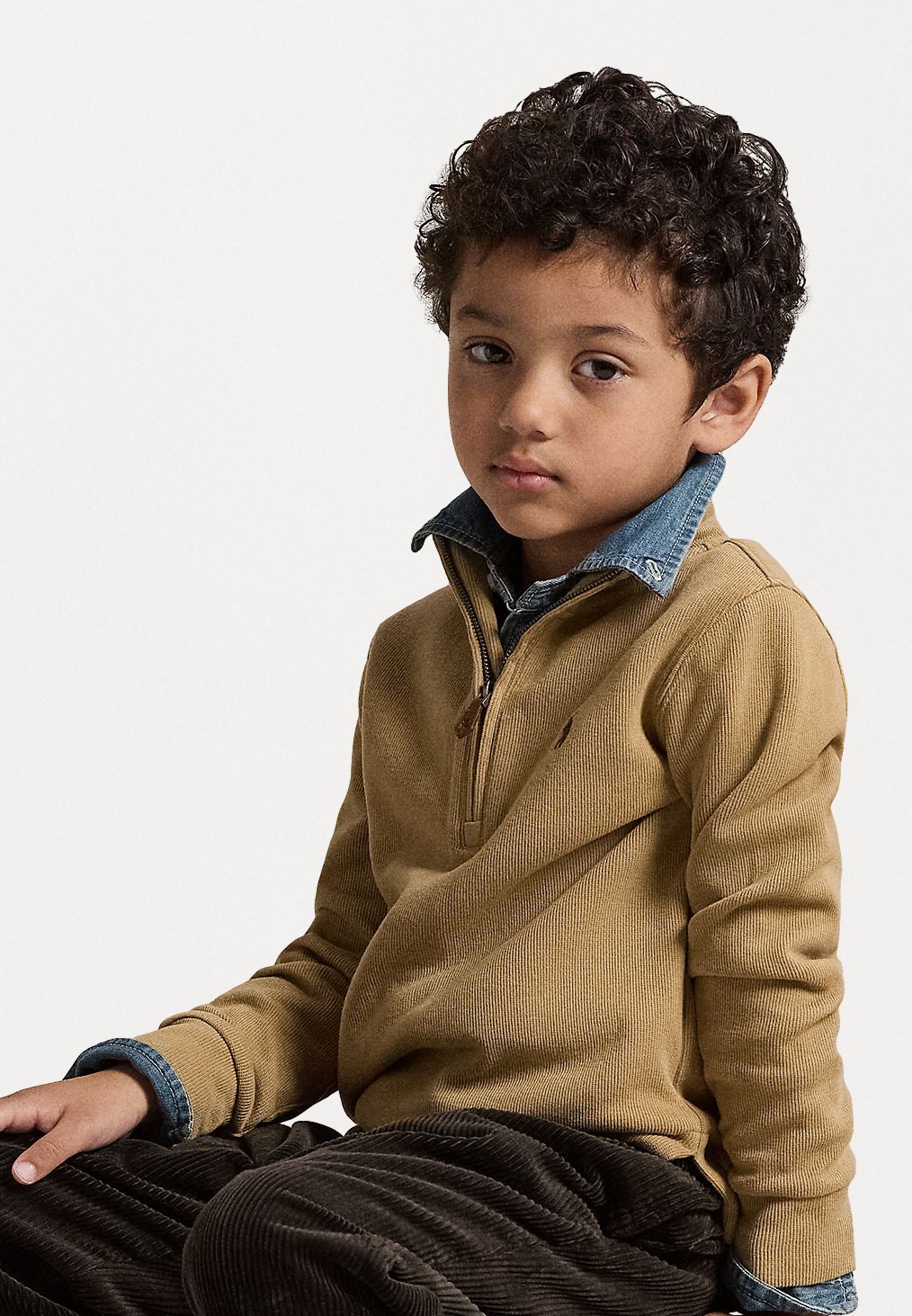 Polo Ralph Lauren ESTATE-RIB QUARTER-ZIP PULLOVER - Trui - camel