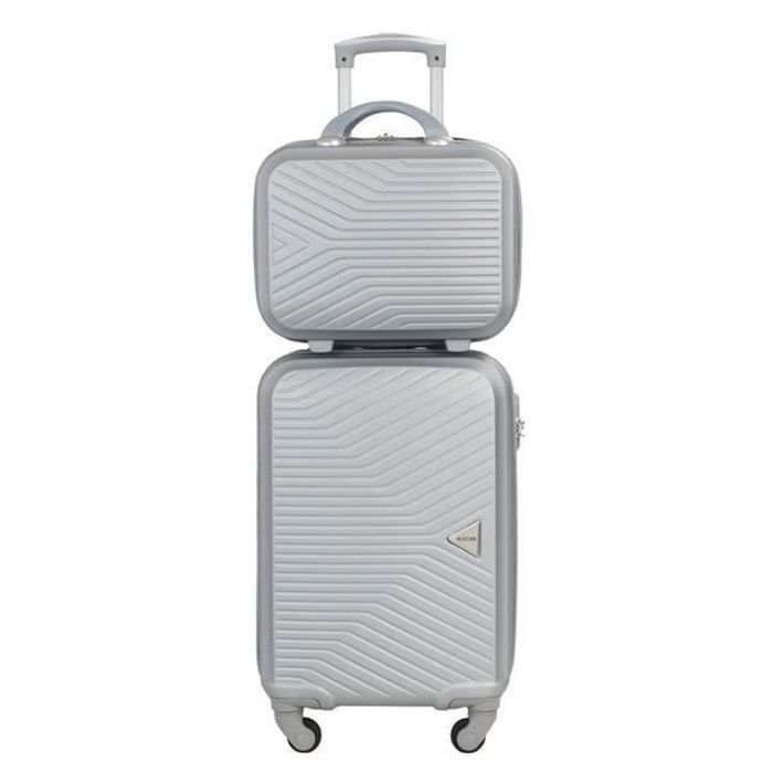 Maleta de cabina y neceser Alistair S - Colección Hierro - 4 ruedas - ABS ultrarresistente - Plata