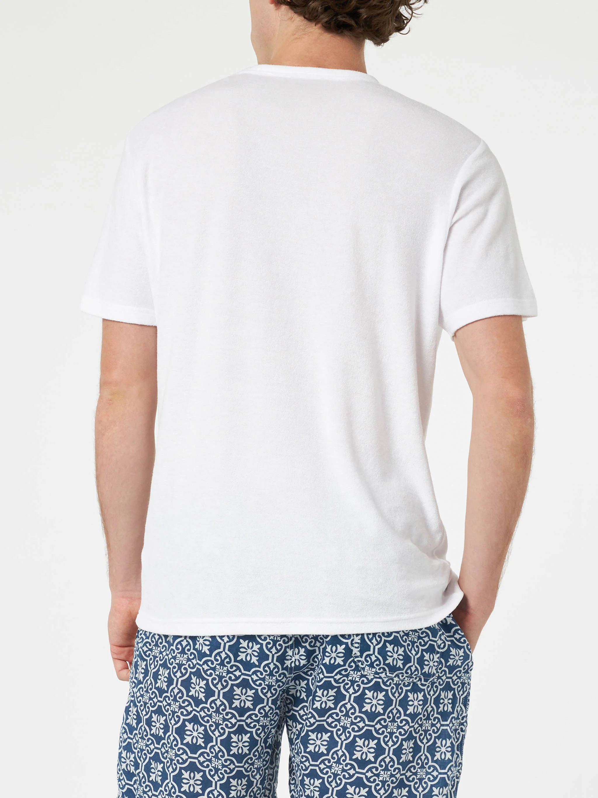 Gary heren T-shirt van witte badstof met St. Barth-borduurwerk