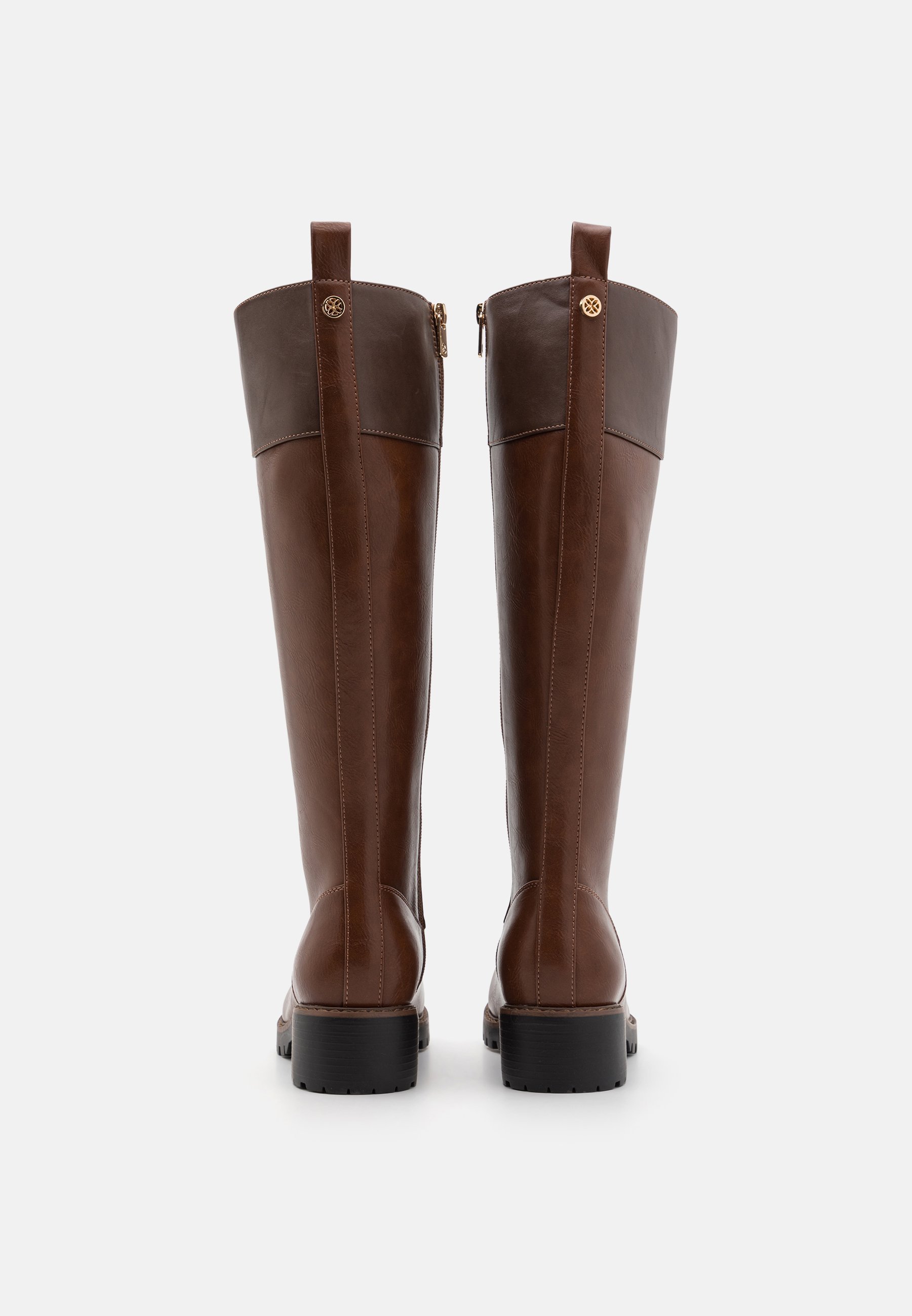 Anna Field laarzen met wijde pasvorm en vetersluiting - cognac