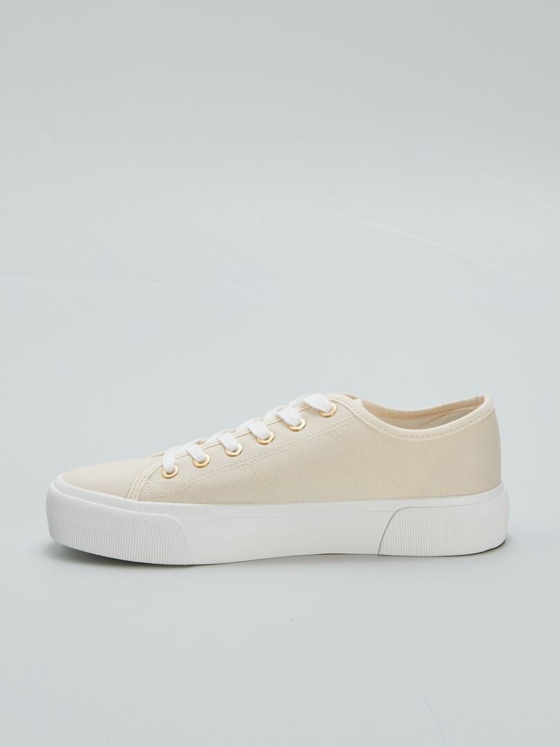 Lage canvas wedge sneakers - WIT