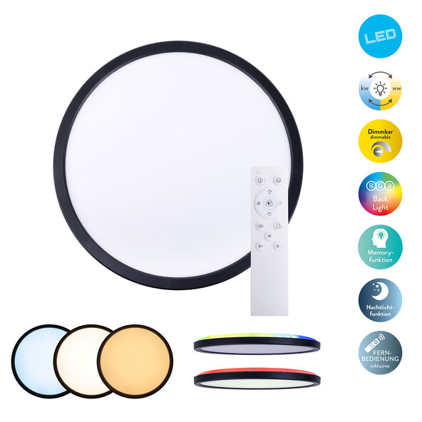 Φωτιστικό οροφής LED CARLO με οπίσθιο φωτισμό RGB, Ø 54 cm