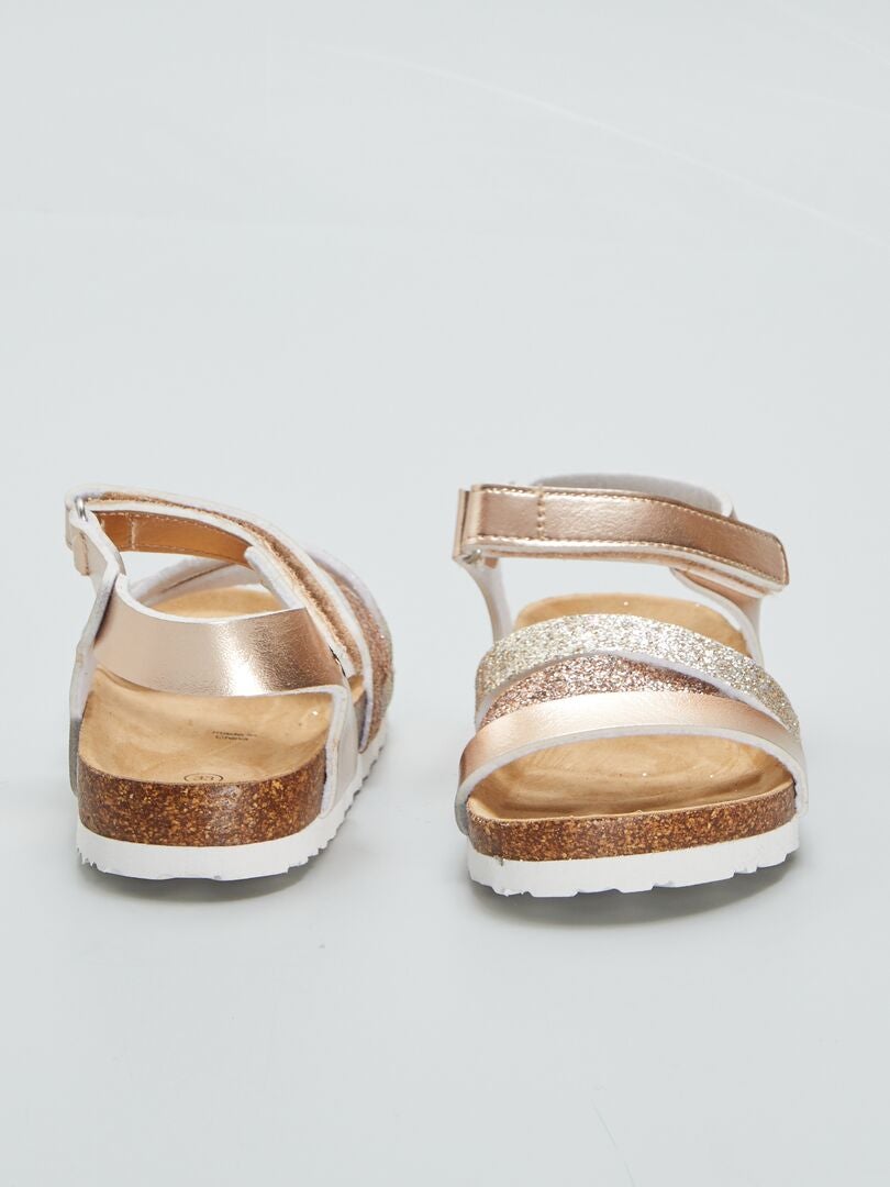 Sandalen met pailletten en klittenbandsluiting - ROZE