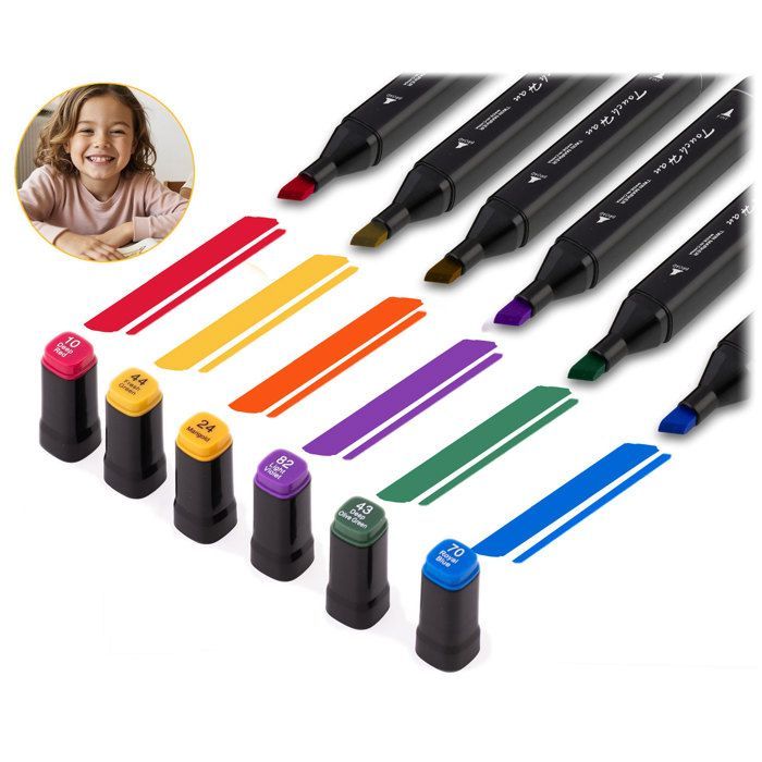Marqueurs à alcool - JANSHOP - 262 pièces - NK-915 - Pointes doubles - Couleurs saturées - Encre à alcool