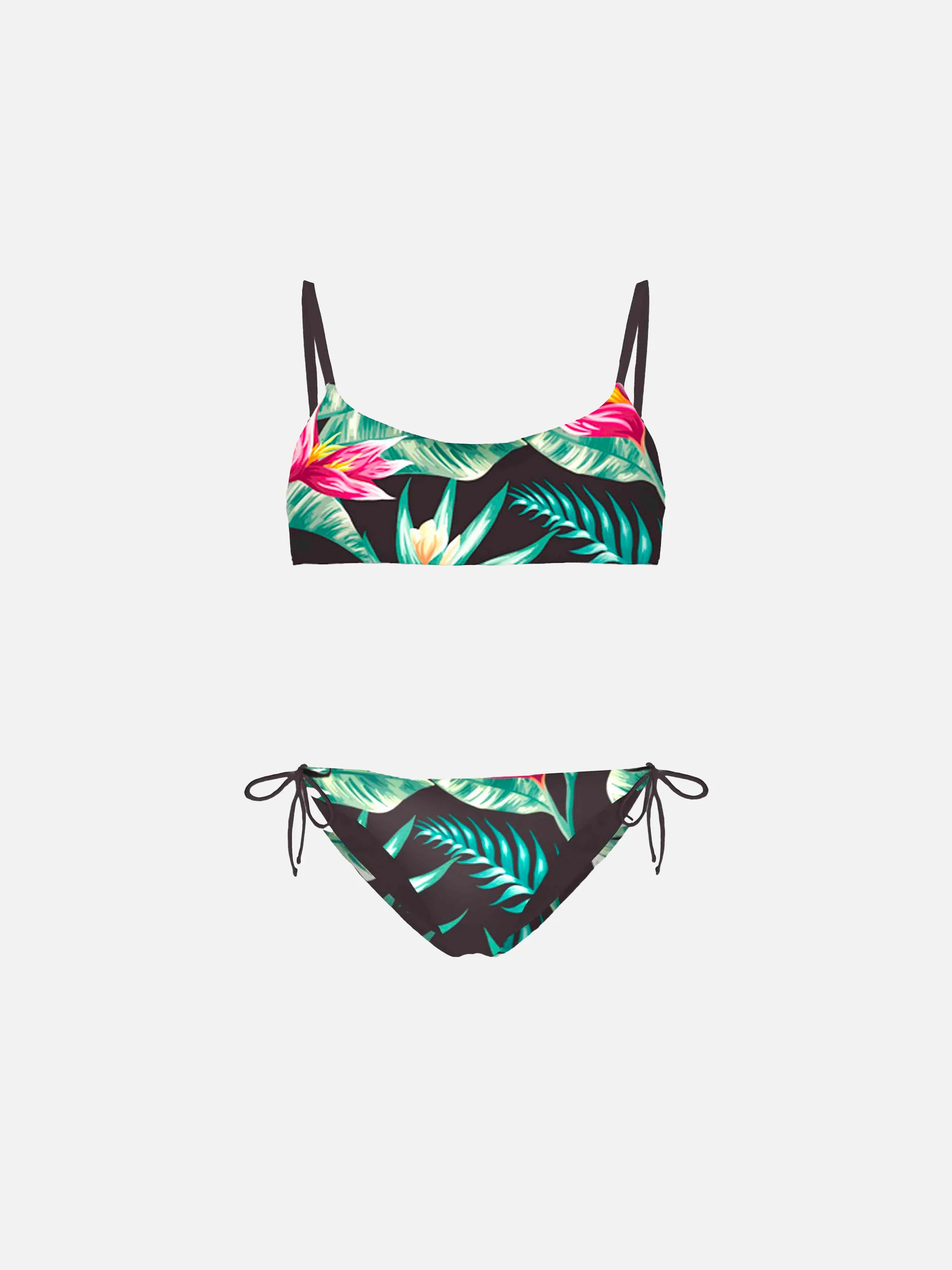 Bralette babybikini met Heliconia-print