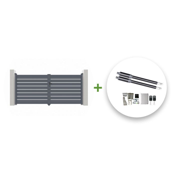 Schwingtor- und Antriebsset – Casanoov – VOGEL – 3,5 m, H. 161 cm – Grau – Aluminium / RANGER B150 Antrieb