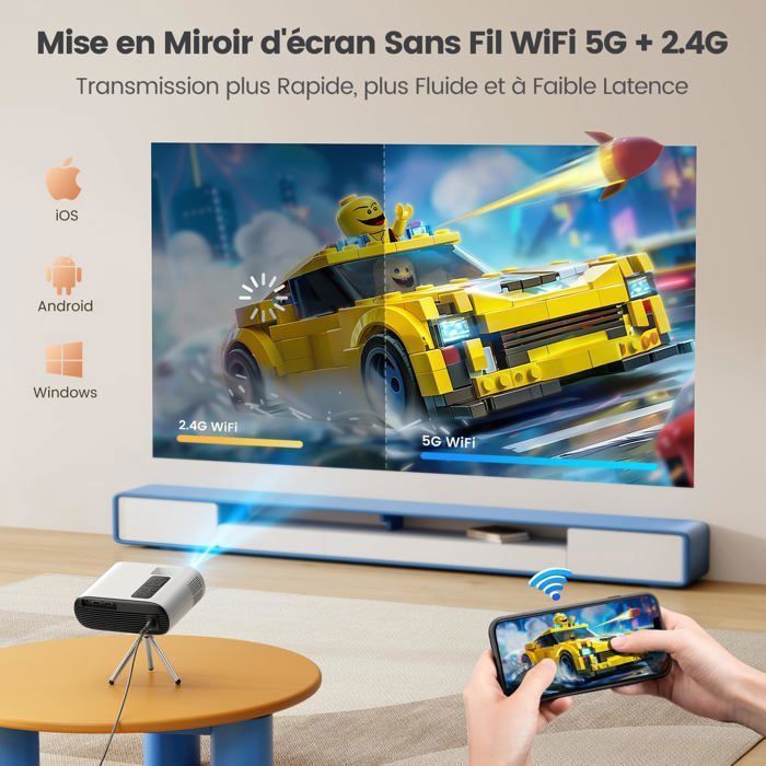 Auto Keystone Mini -projektori Full HD Tukee 1080P 16000 lumenia Mini-videoprojektori WiFi Bluetooth