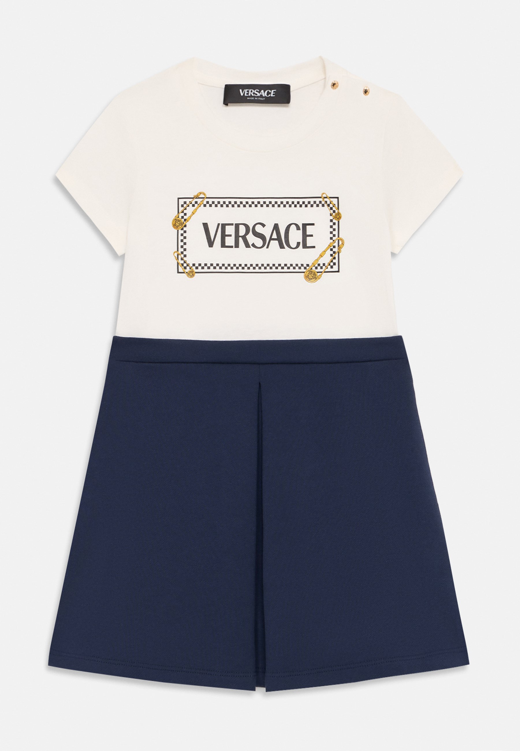 Versace jerseyjurk - wit/marineblauw/goudkleurig