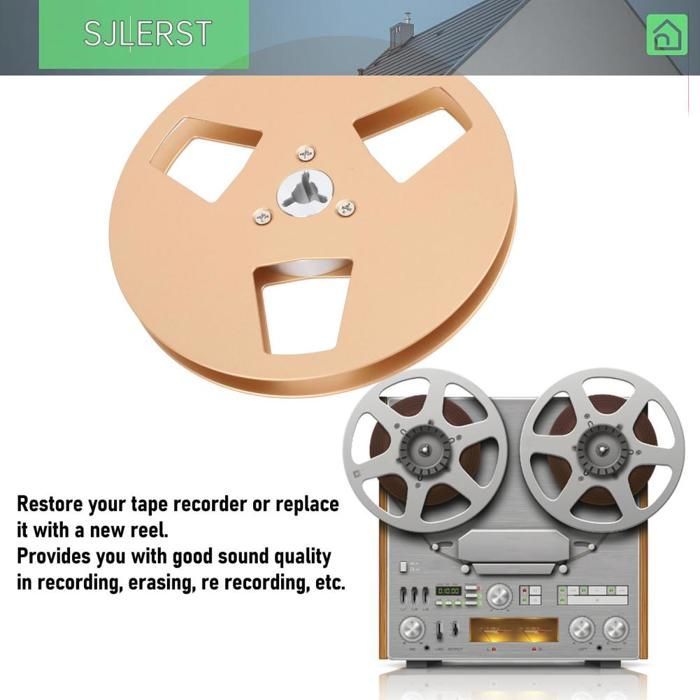 sjlerst Empty Tape Reel, Aluminum Alloy Empty Tape Reel, 3 Holes, 5 Inch, Sound Tape, Projector Sound, Gold