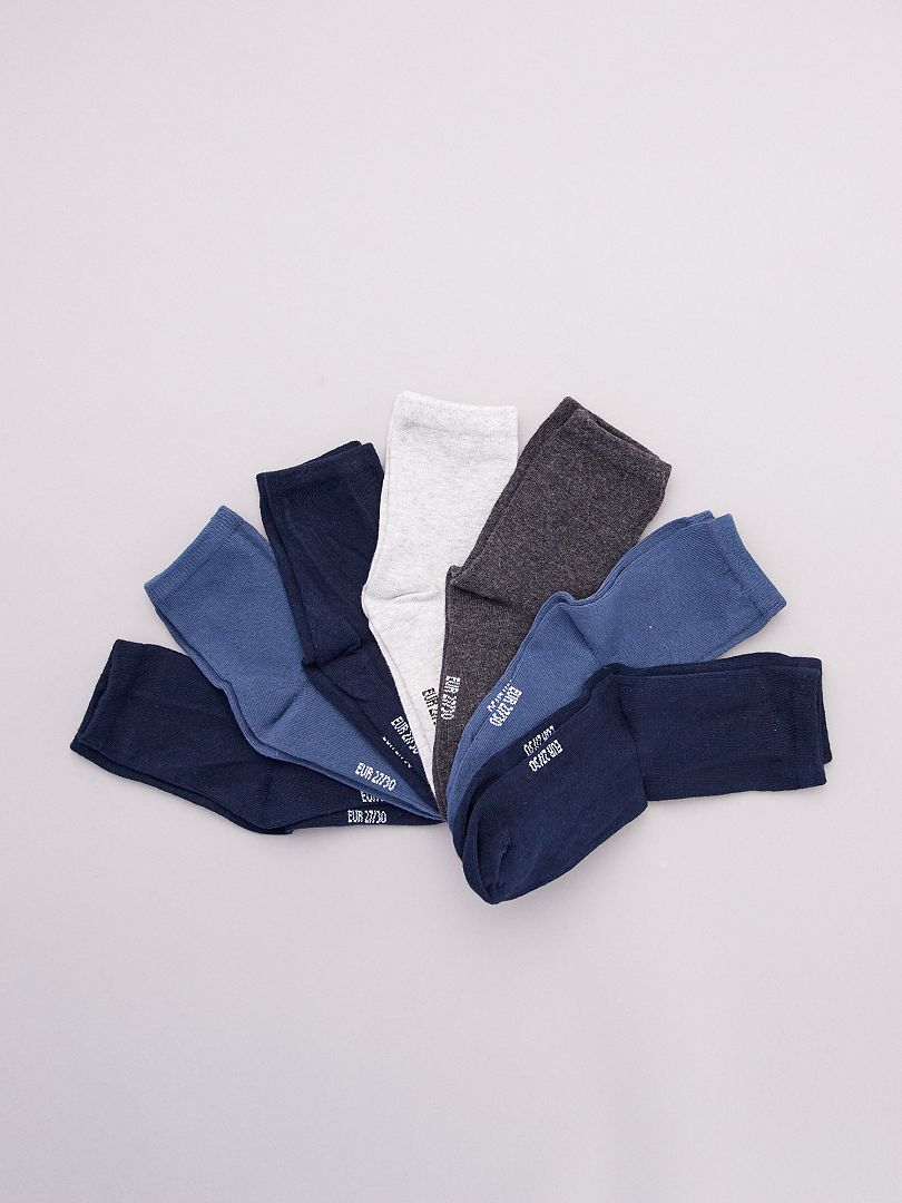 Set van 7 paar sokken - BLAUW