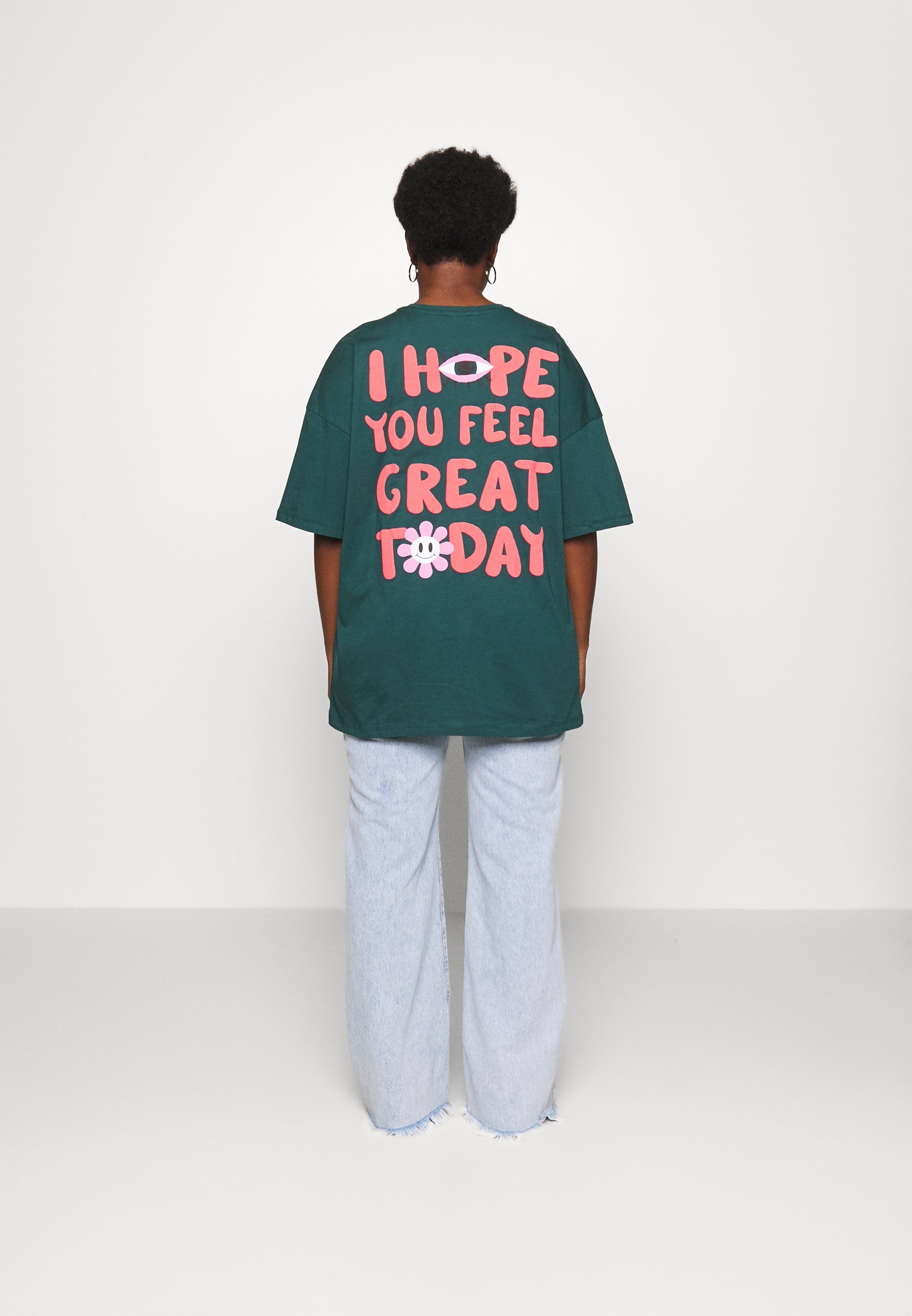 Even&Odd Curvy LIZ FEEL GREAT - T-shirt met print - turquoise