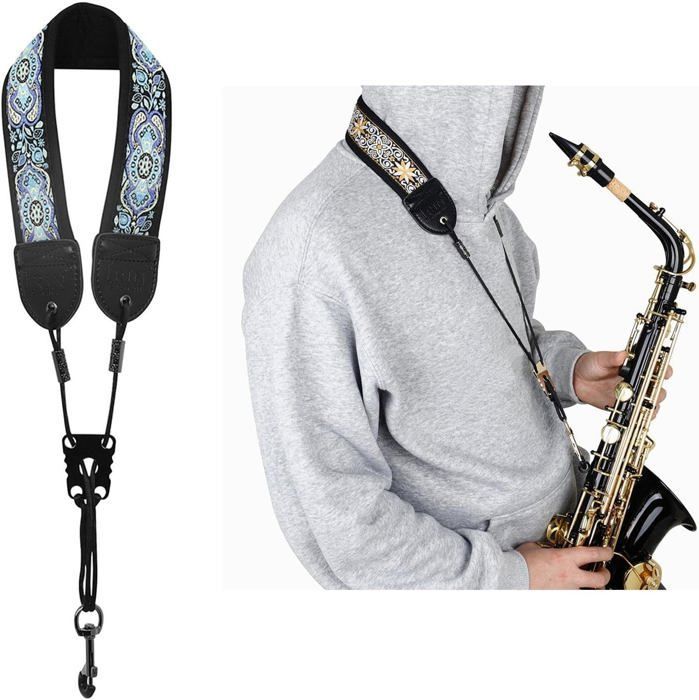 Saxophone suspension strap, lightweight musical supplies, cotton neck protector, blue