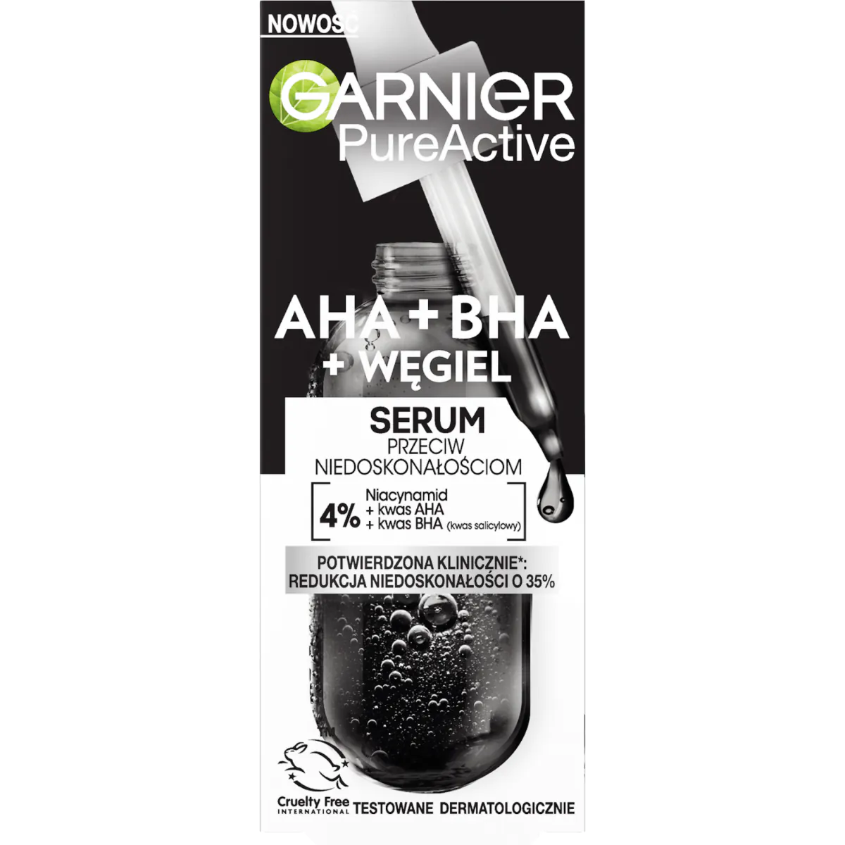 Garnier Skin Naturals Czysta Skóra Serum przeciw niedoskonałościom z Kwasem Aha, Bha i Węglem