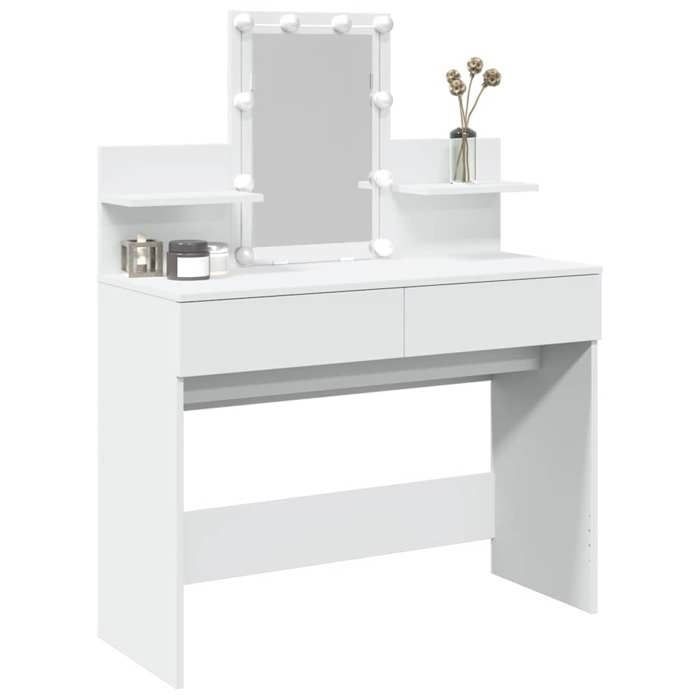 Toeletta - vidaXL - LED - Bianca - 100x40x130 cm - 2 cassetti