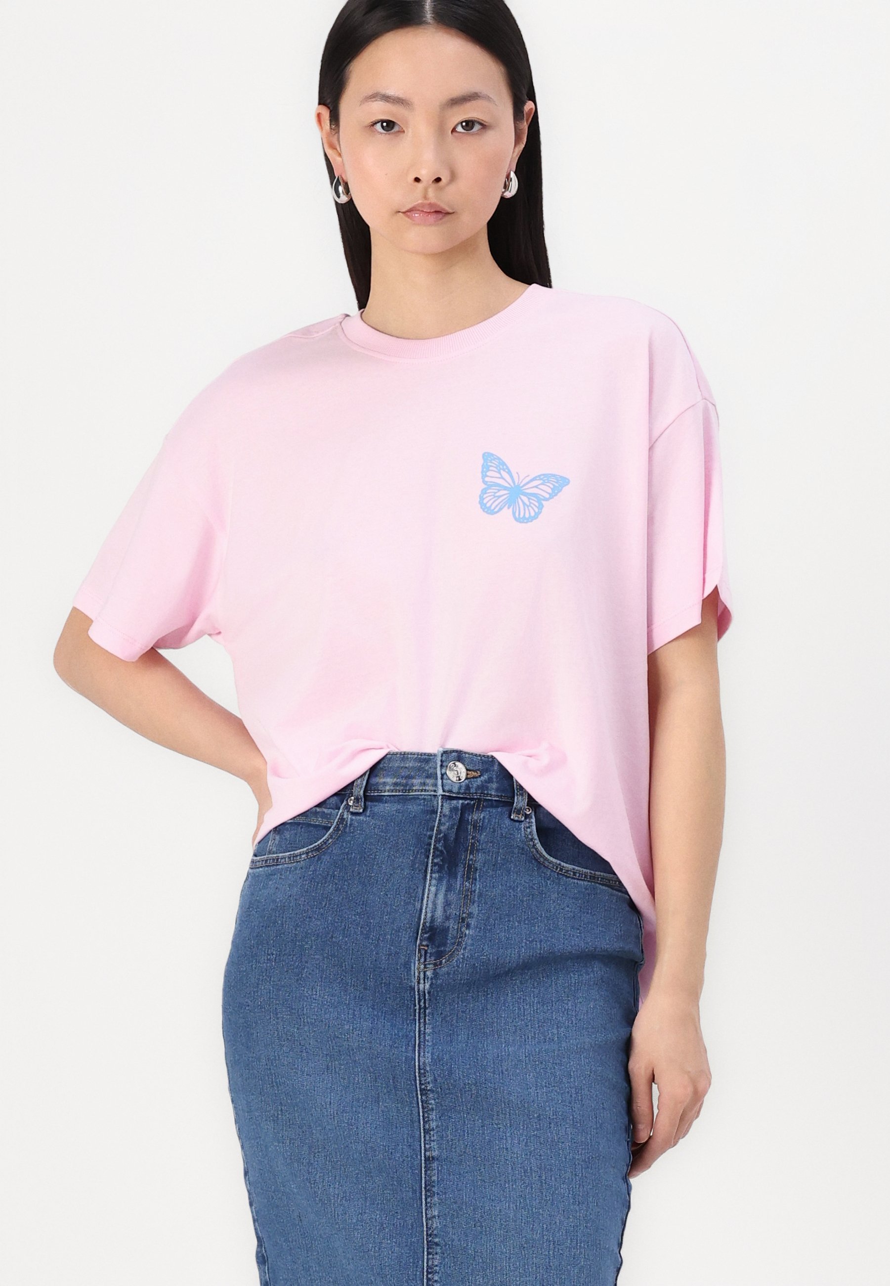 ONLY ONLWONDER MIDI ROK MET ACHTERSPIT - Denim rok - middenblauwe denim