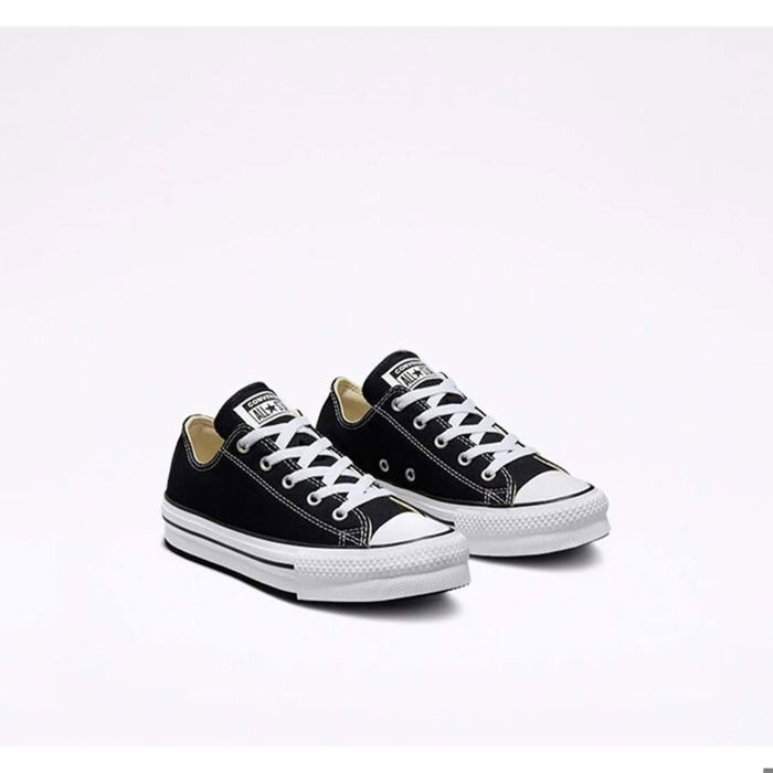 Zapatillas Converse CTAS Platfo Ox — Zapatillas bajas para niña (niñas), negras, con cordones y parte superior textil.
