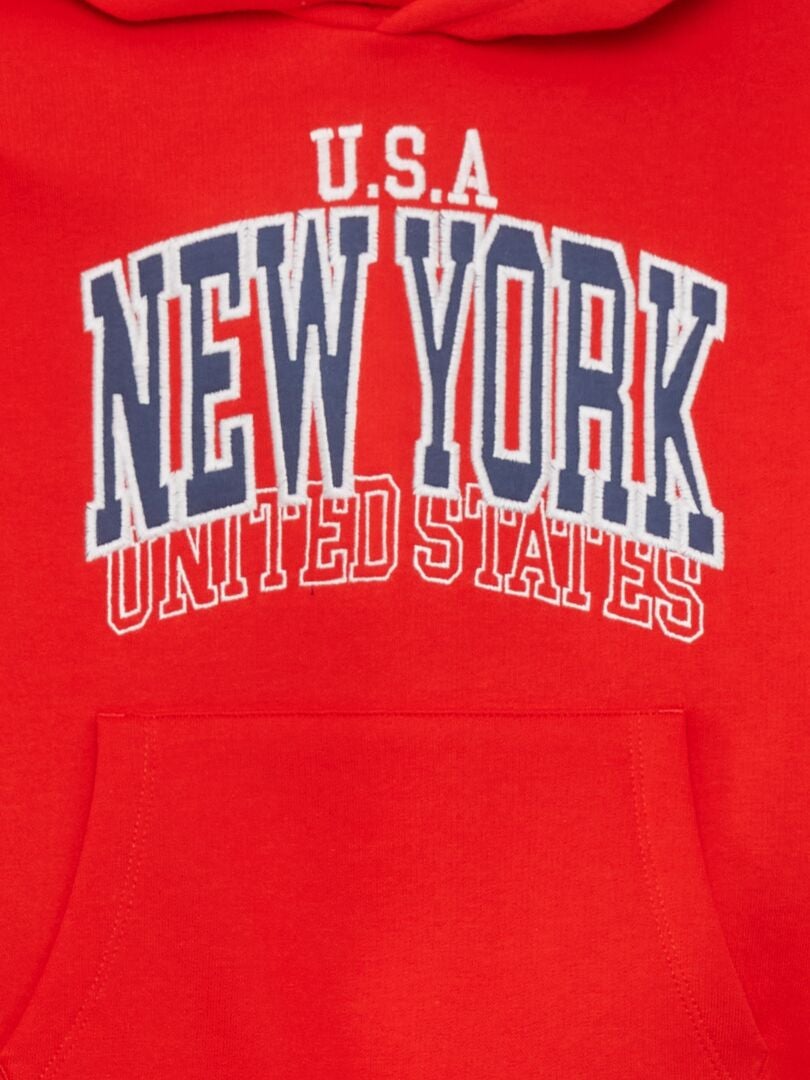 Fleece sweatshirt met USA-print - ROOD