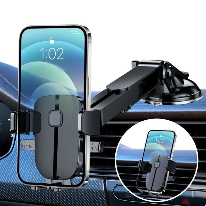 Soporte para teléfono de coche - Universal - Rotación de 360° - Súper succión - Estabilidad - Negro