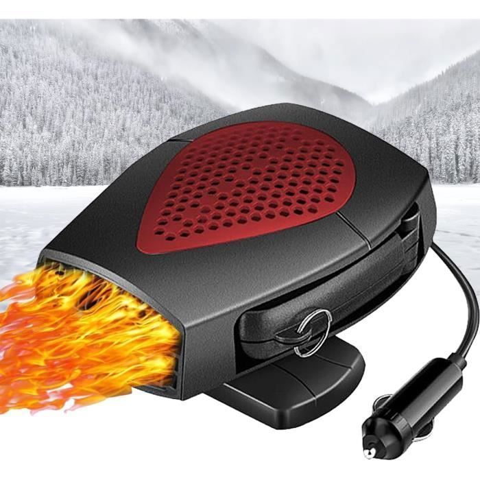 Calefactor para coche - 24 V - 150 W - Portátil 2 en 1 - Ventilador con base giratoria de 360° - Universal