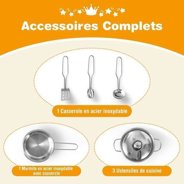 Cuisine Enfants COSTWAY XXL pour Angle 3 Ans+, 5 Accessoires, Effet Son avec Téléphone, Réfrigérateur, Machine à Laver