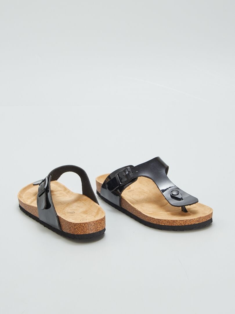 Sandalias tipo mule de color liso - NEGRO