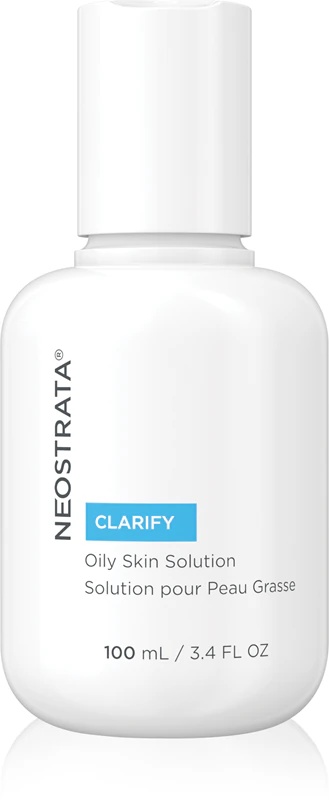 „NeoStrata Clarify Oily Skin Solution“ – riebalų išsiskyrimą reguliuojantis, poras mažinantis valomasis tonikas su AHA.