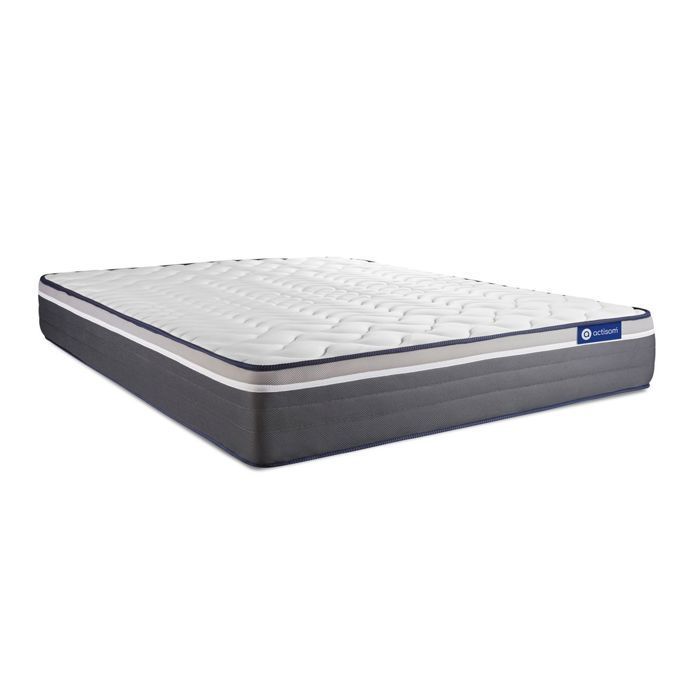 Conjunto de colchão e base de cama 200x200 cm - Base de cama branca (necessita montagem) - Actiflex Plus