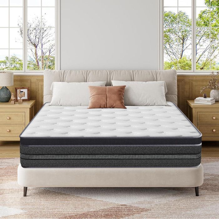 Colchón de 140x200 cm - 30 cm de grosor - Tejido súper elástico - Se entrega enrollado - Algodón de fibra aeróbica - 8 zonas de confort