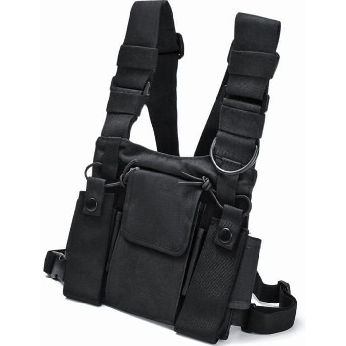 T4W Poche de Poitrine Sacs Harnais Paquet Sac a Dos Etui Pour Motorola Baofeng KENWOOD Walkie Talkie Radio