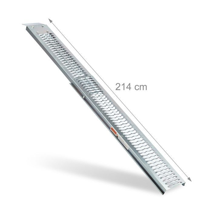 Relaxdays Car Loading Ramp, Foldable, for Mounting Motorcycles, Steel, Maximum Capacity: 225 kg, 2m Long, Silver