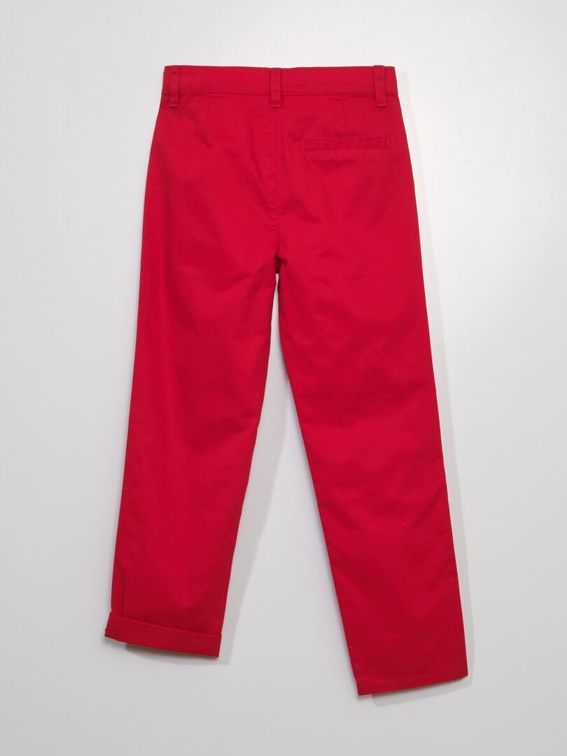 Effen chino broek - rood