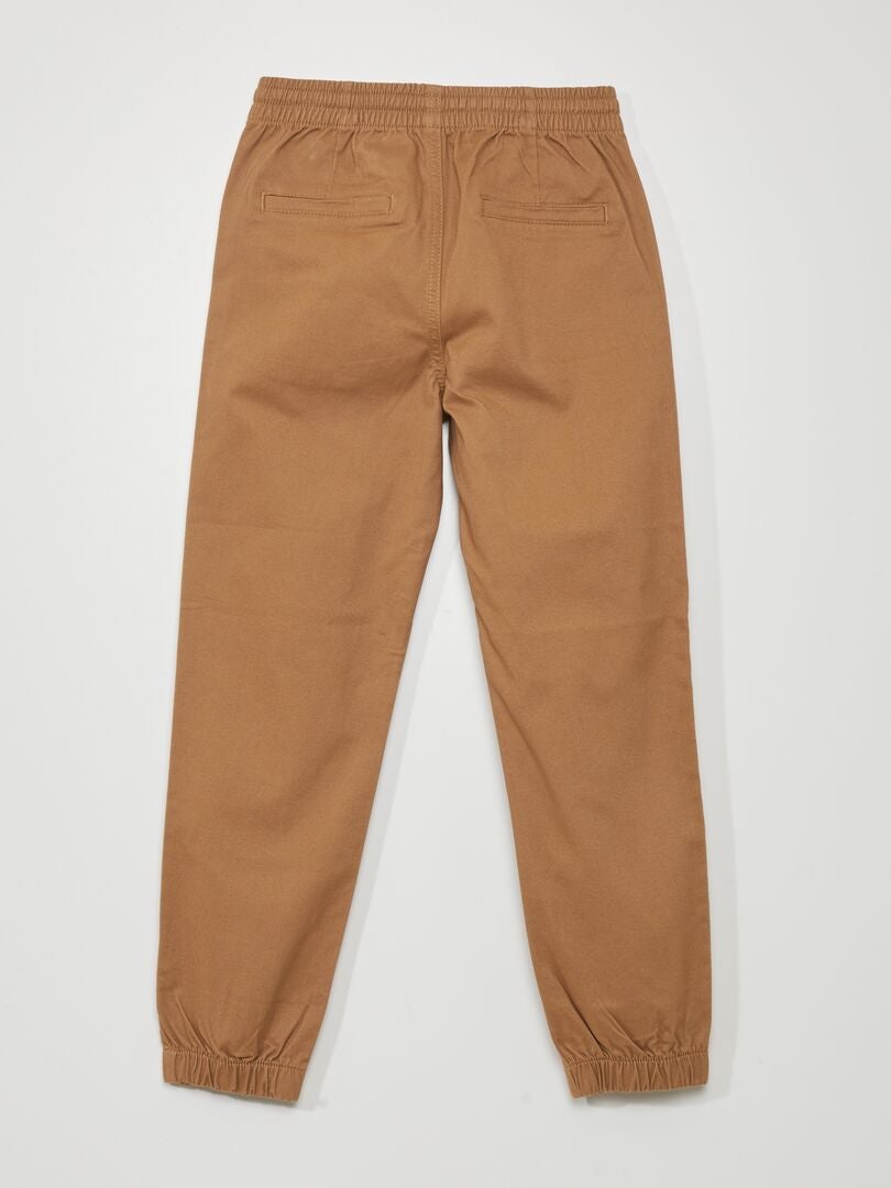 Joggingbroek met elastische tailleband - BEIGE