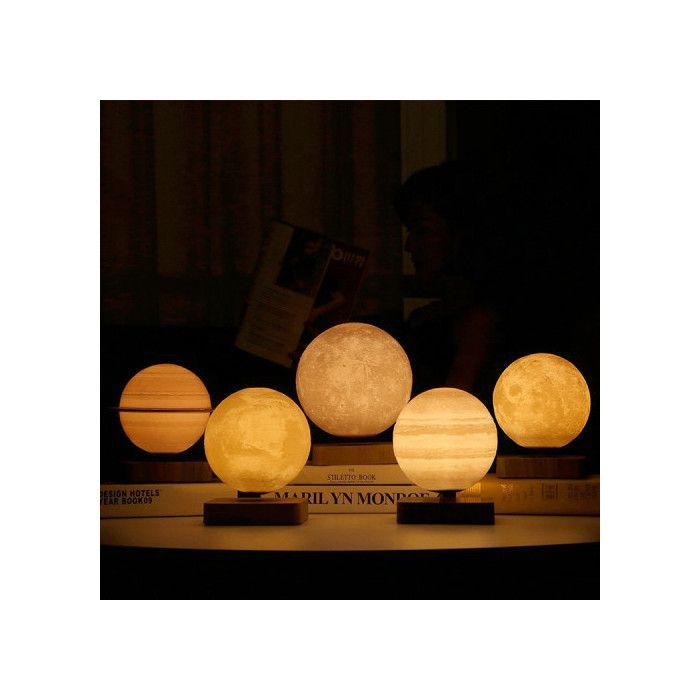 Globe SATURNE 3D en lévitation base bois foncé ASTROFLIGHT