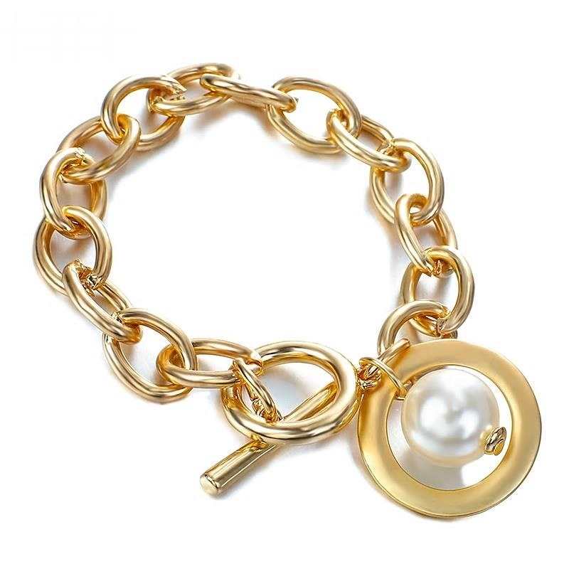 Cute Korean-Style Gold-Tone Chain Bracelet for Women – Tiny Pearl Bead Jewelry for Lovers and Weddings