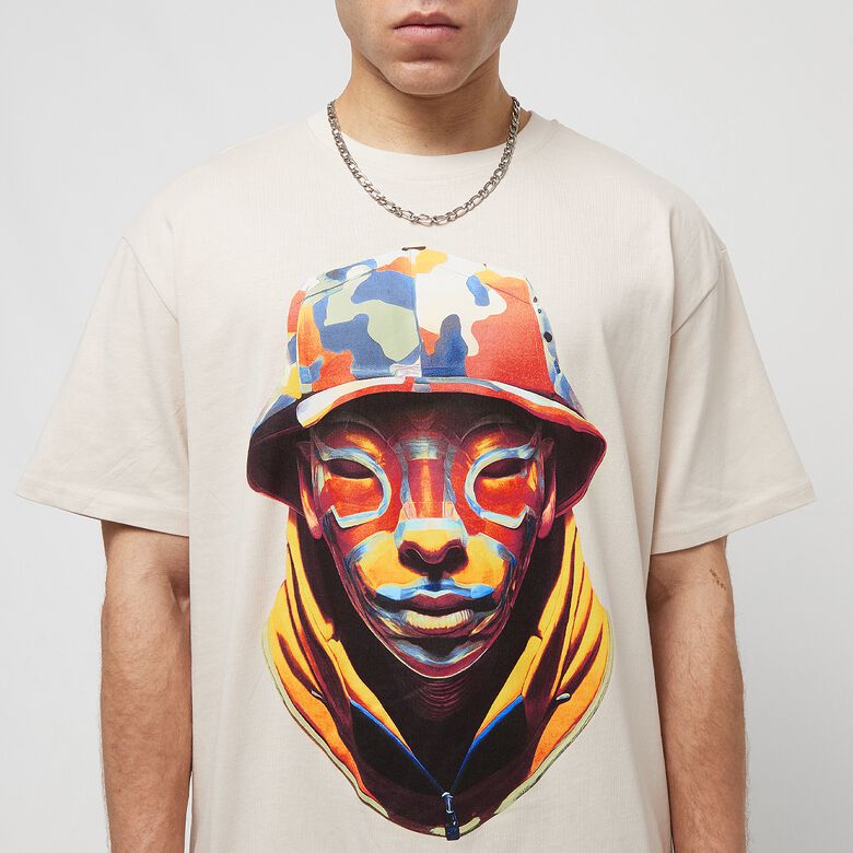 Kamouflagefärgad t-shirt med kraftig överdimension